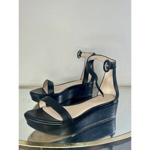 Stuart Weitzman Shoes Womens 11.5 EU 42 Black Leather Platform Casual Sandals